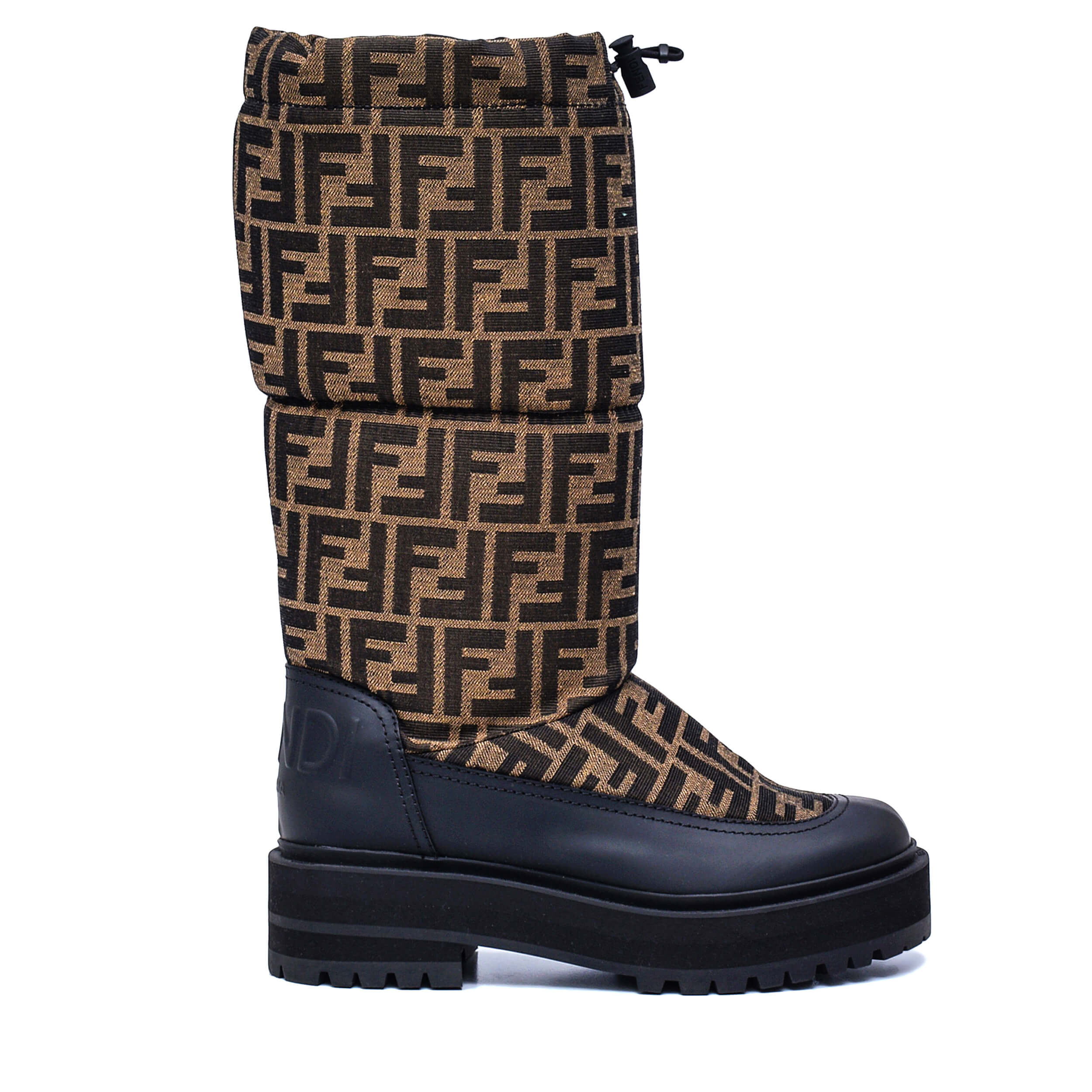 Fendi - Brown & Black Signature FF Monogram Padded Boots / 38